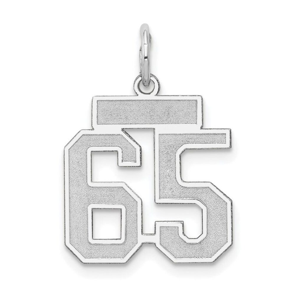 14k White Gold, Jersey Collection, Small Number 65 Pendant